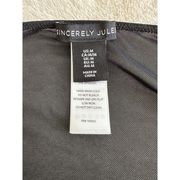 Sincerely Jules Junior's Lace Corset Top Size M Black Long Sheer Sleeves - Picture 9 of 10